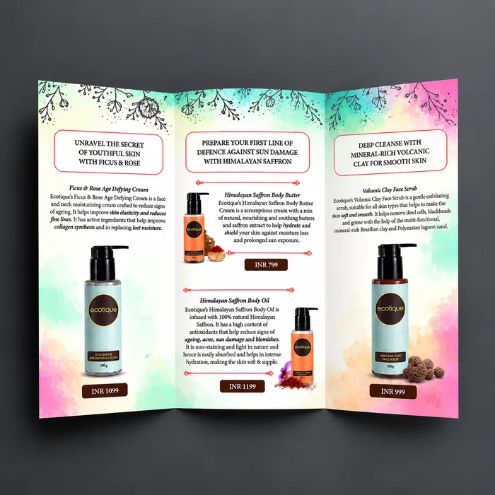 Ecotique tri-fold product leaflet