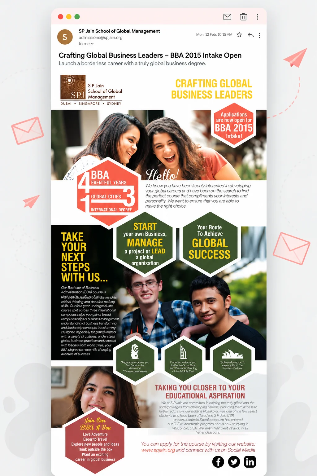 S P Jain School of Global Management — Admissions email
